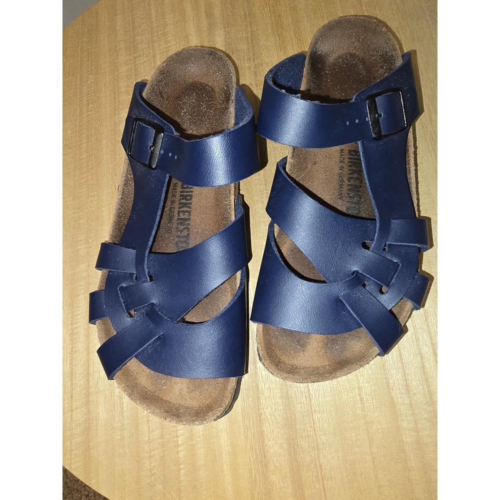 Birkenstock Salina Navy Blue Multi Strap Slide Sandals Womens 39 L8 250